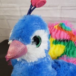Wild Republic Blue Peacock Plush 9" Stuffed Bird Animal Pink Colorful Soft Toy